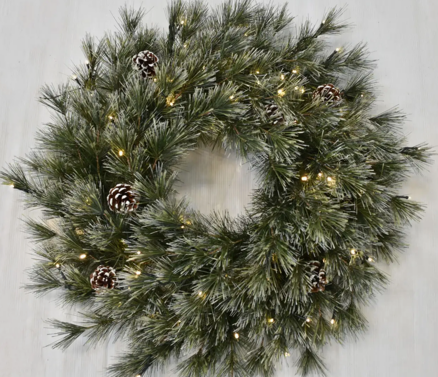 XMAS Frosted Foxtail pre-lit wreath