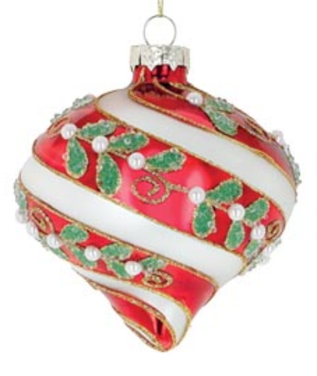Red and Silver Swirl Ornament