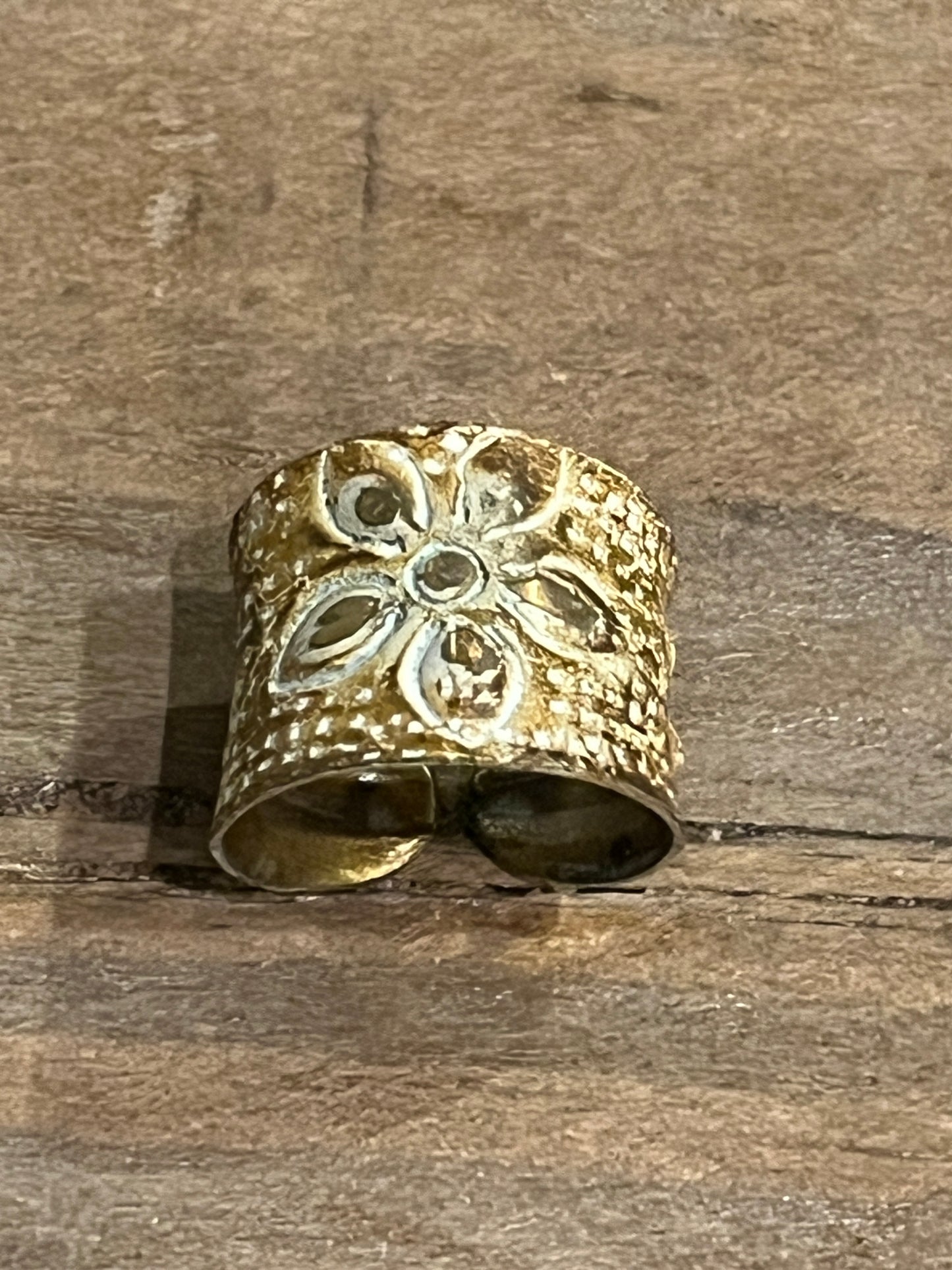 Brass Patina Ring - Sunflower