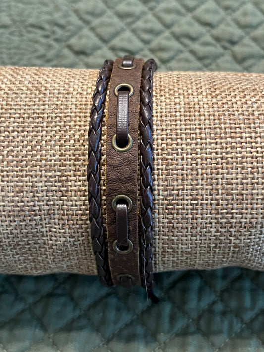 Unisex Brown leather bracelet