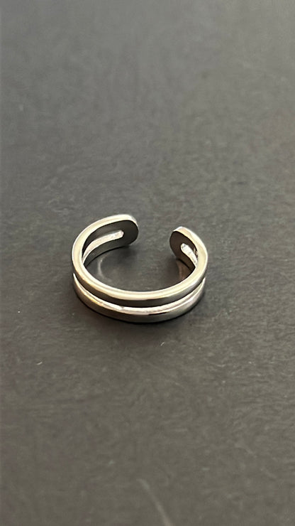 Double bar sterling silver ear cuff