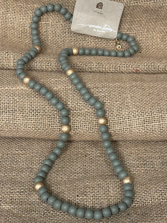 Long Wood Bead Necklace