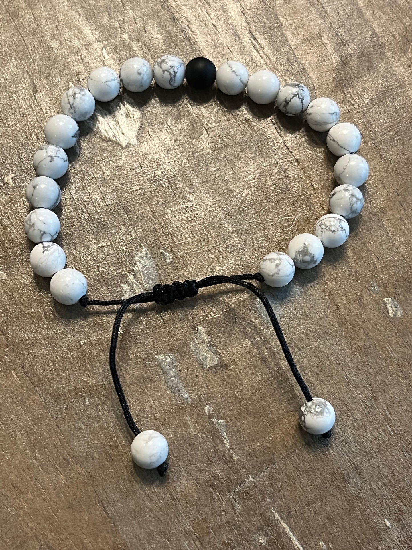 Onyx and Howlite Friendship Beaded Bracelets