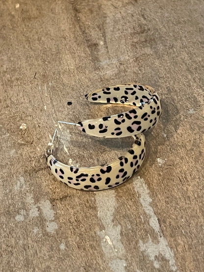 Leopard print hoop earrings