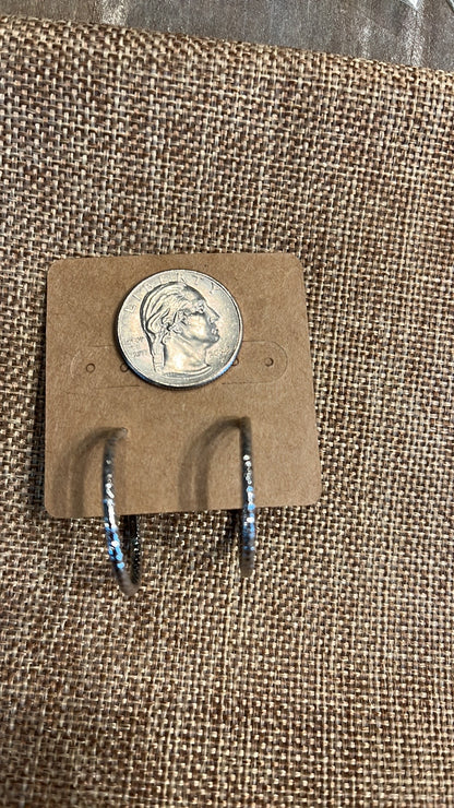 Textured silver hoop earrings