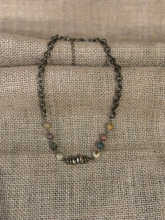 Short Bead and Chain Necklace