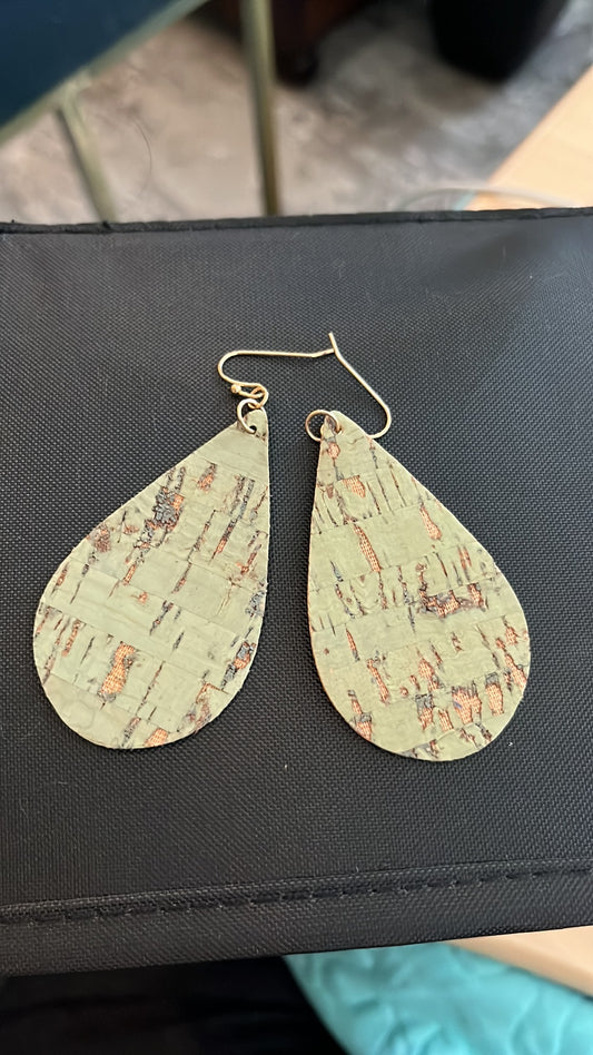 Sage green and gold earrings