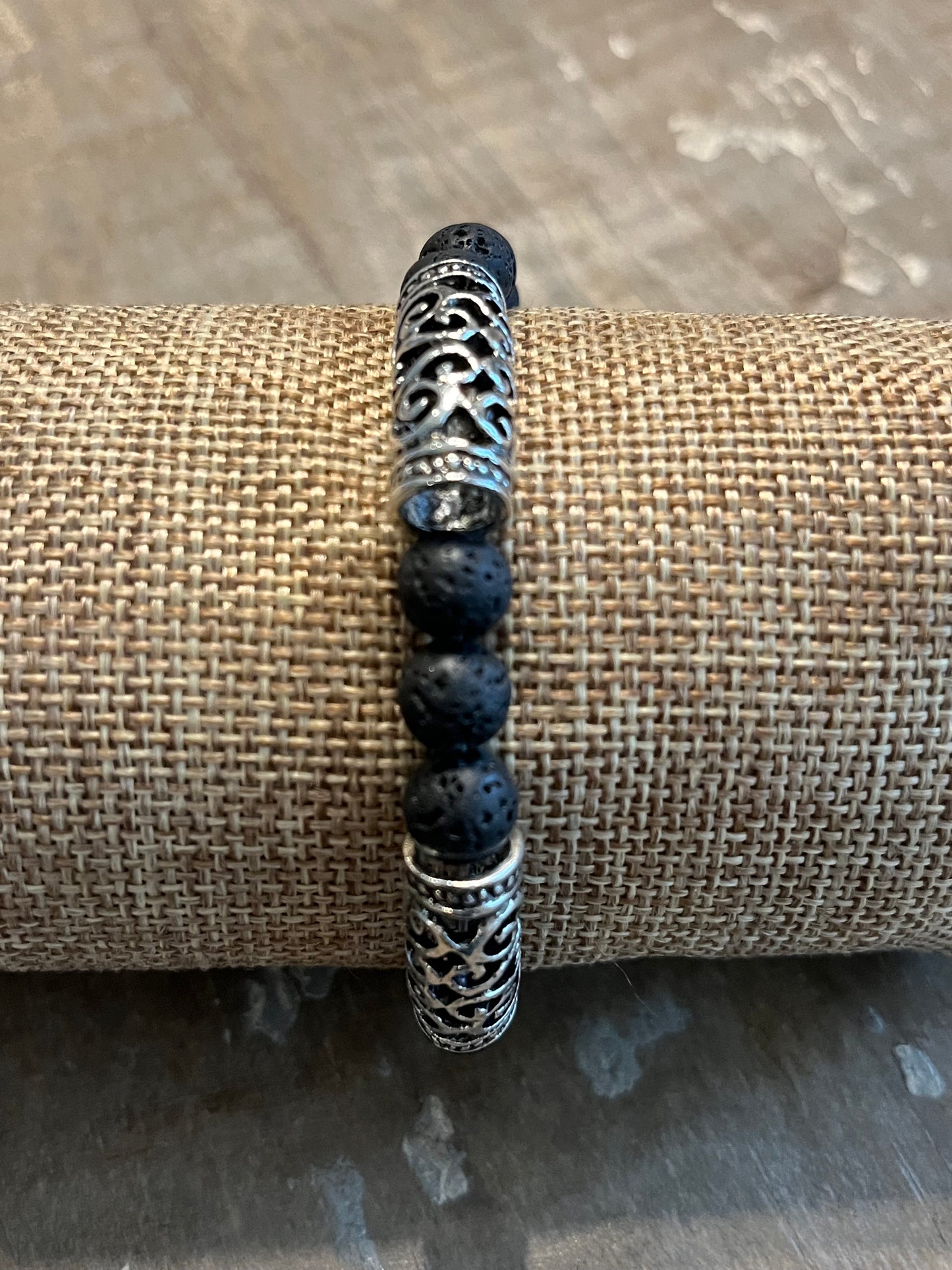 Volcanic stone Viking bracelet - unisex