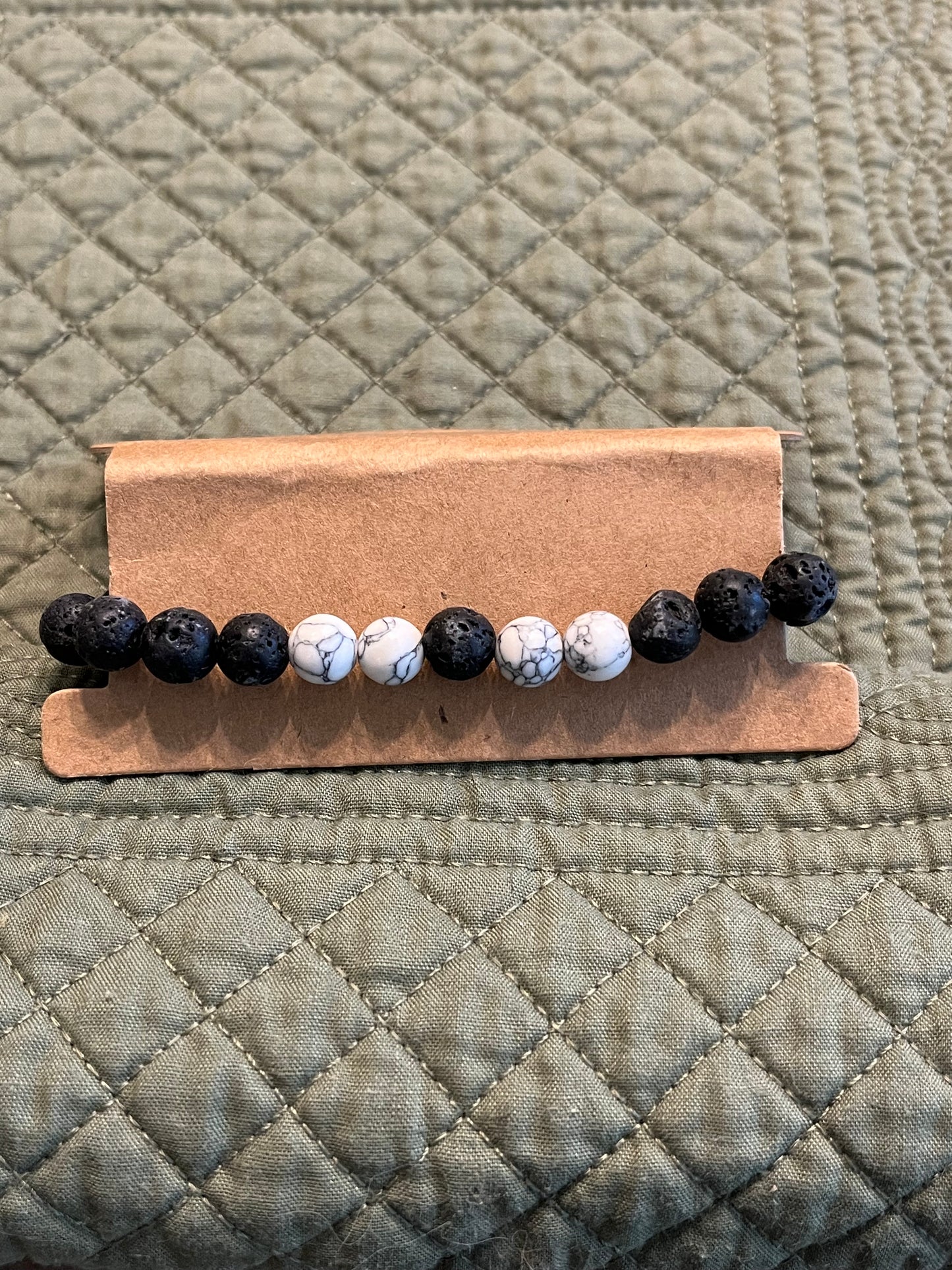 Lava rock and white Howlite bead bracelet