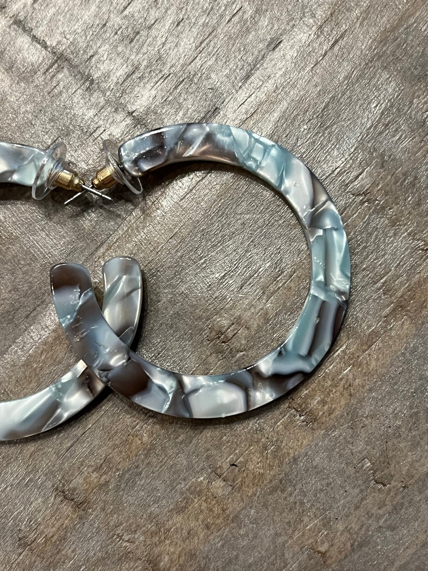 Multi-color hoop earrings - Iridescent aqua, pearl, and gray purple