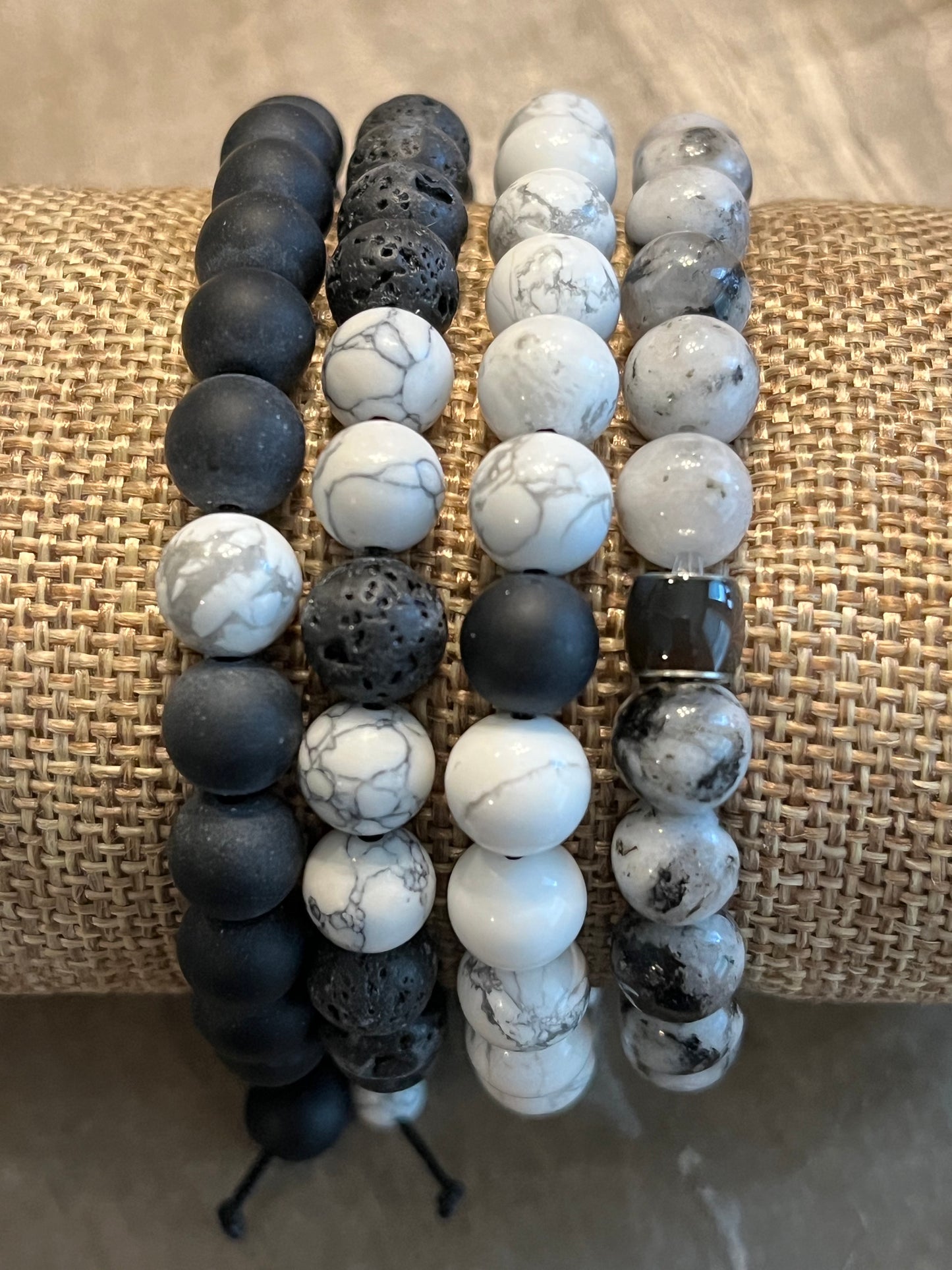 Lava rock and white Howlite bead bracelet