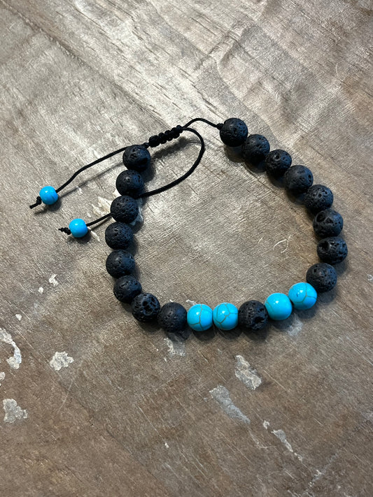 Lava rock and turquoise bead bracelet