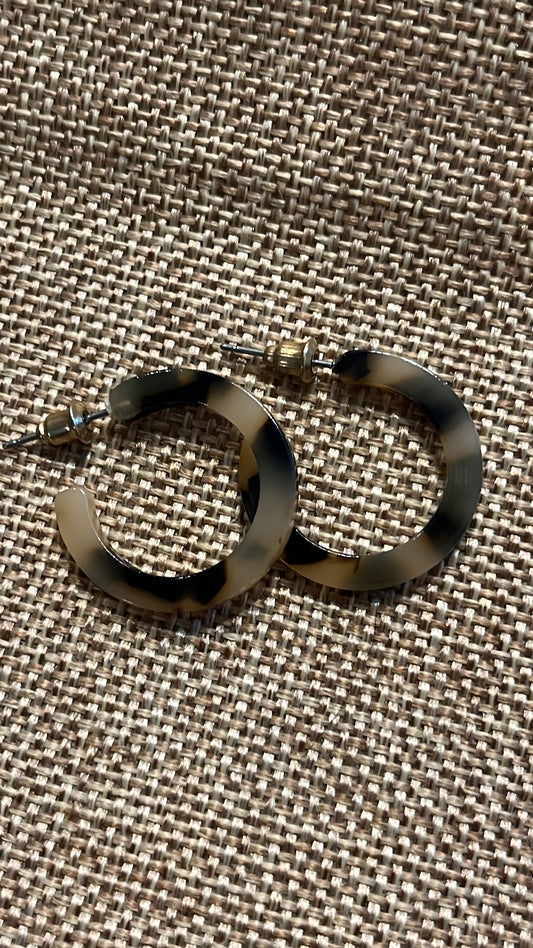 Black and tan hoop earrings