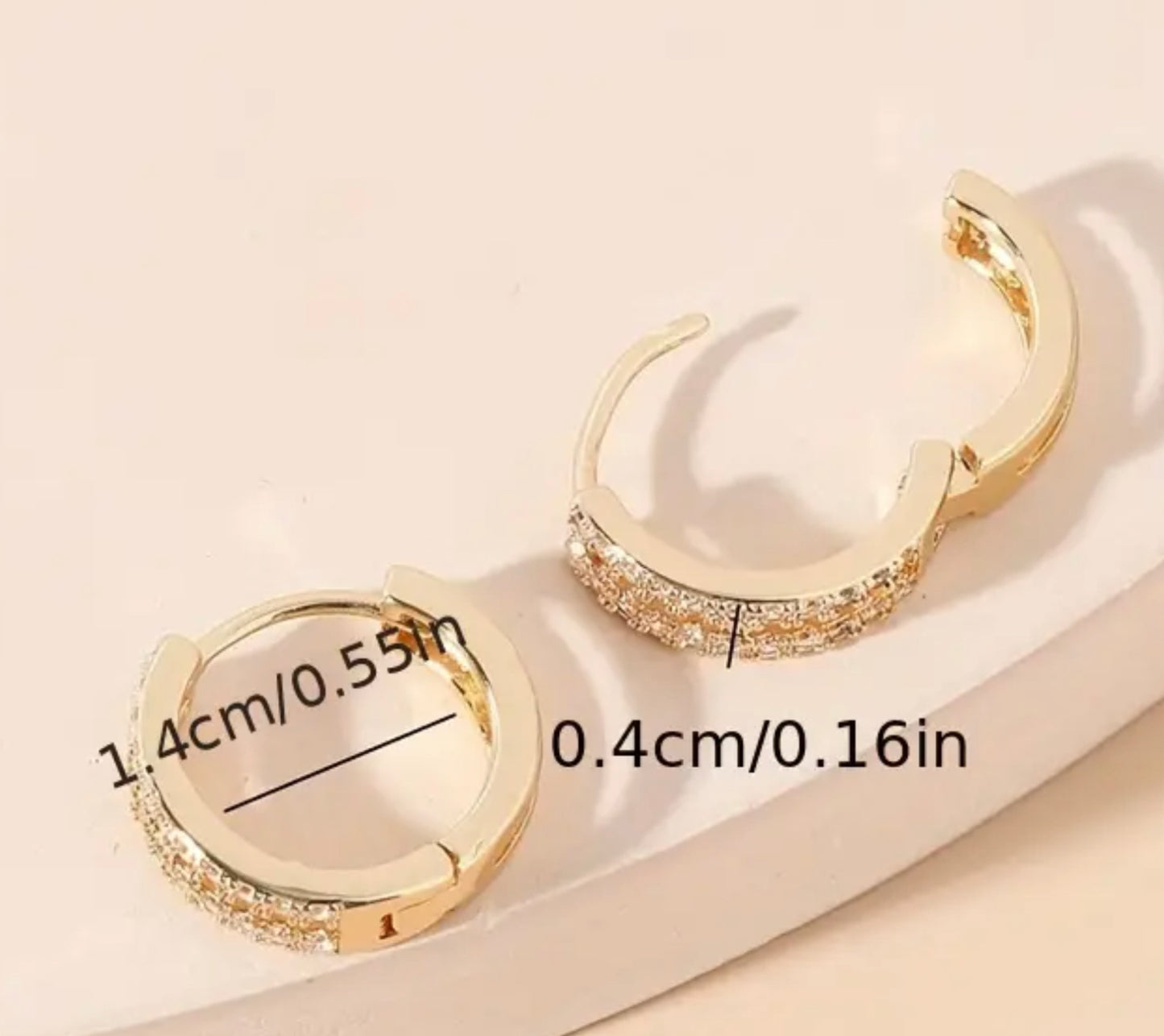 Double-layer Golden Hoop Earrings With Full Shiny CZ inlay