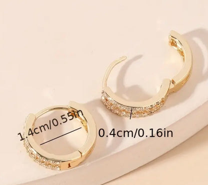 Double-layer Golden Hoop Earrings With Full Shiny CZ inlay