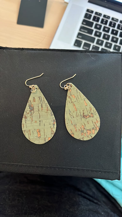 Sage green and gold earrings