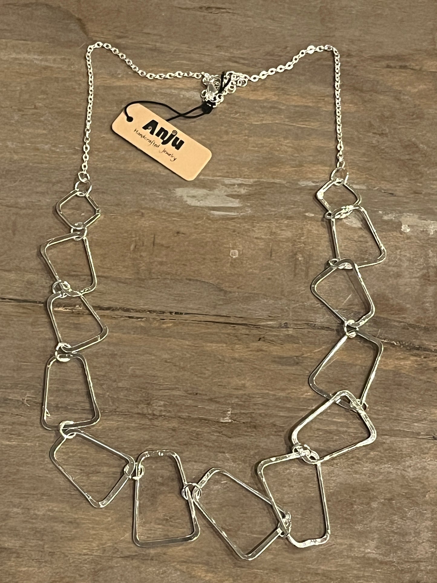 Silver Plated Necklace - Long Trapezoid Links