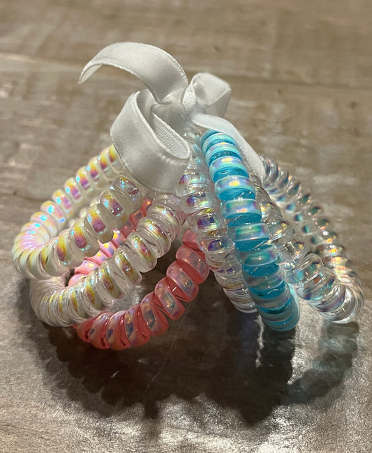 Shiny Holographic Large Coil Hair Ties - 6pc