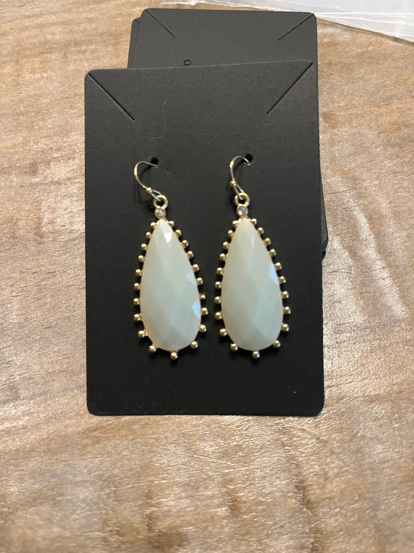 Light aqua and gold dangle earrings