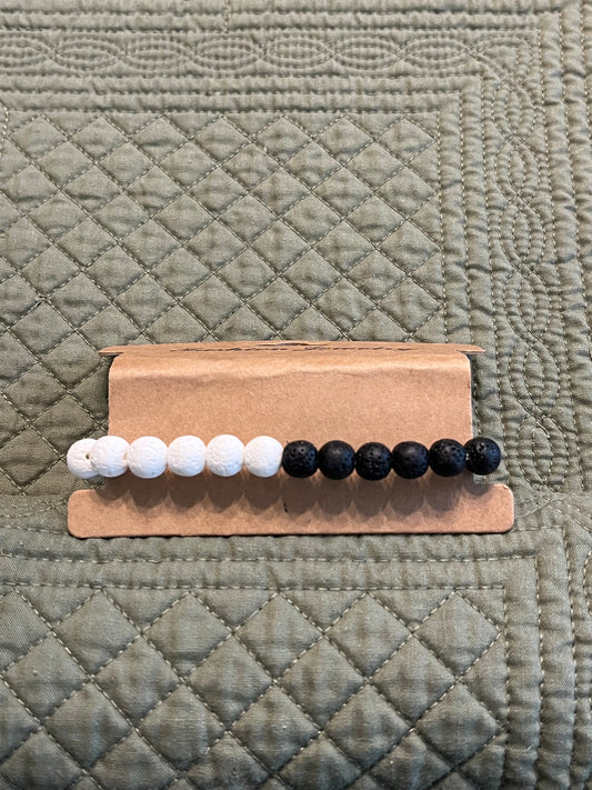 Strength and Hope- white and black lava bead bracelet