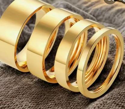 Solid 14k gold plated titanium bands - multiple sizes