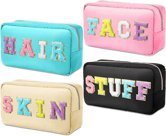 Chenille Letter Nylon Make-up Bag