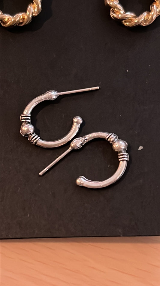 Silver small cartilage hoop earring