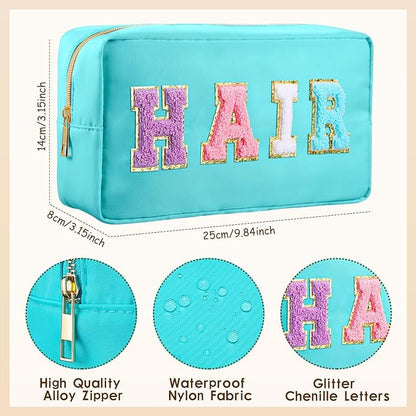 Chenille Letter Nylon Make-up Bag