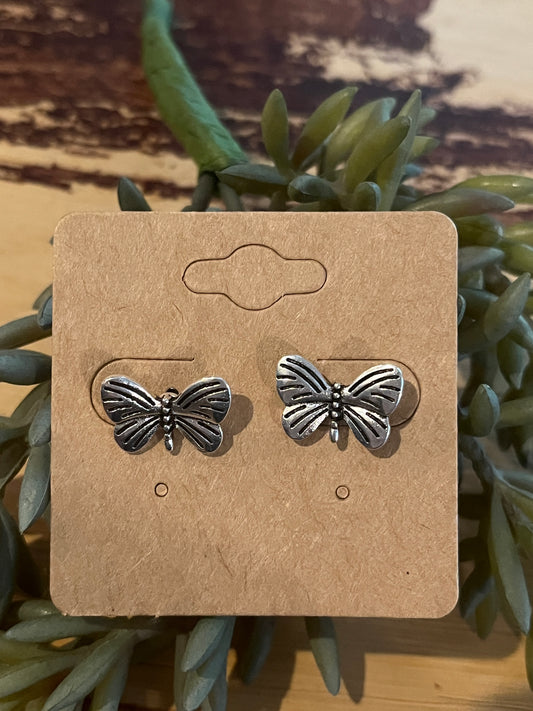 Silver Butterfly Stud