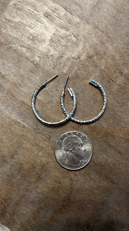 Textured silver hoop earrings