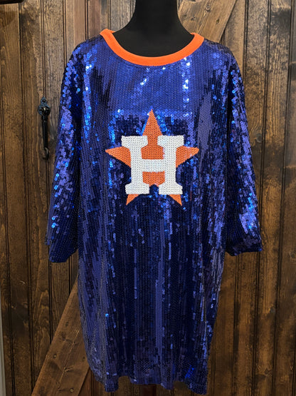 Astros Inspired Sequin Jerseys - Tunic/Dress