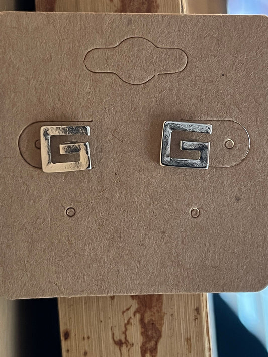 Silver G initial studs