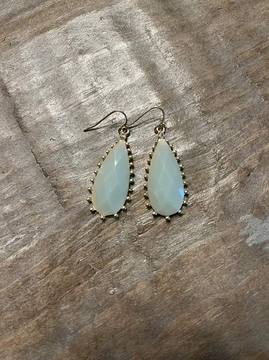 Light aqua and gold dangle earrings