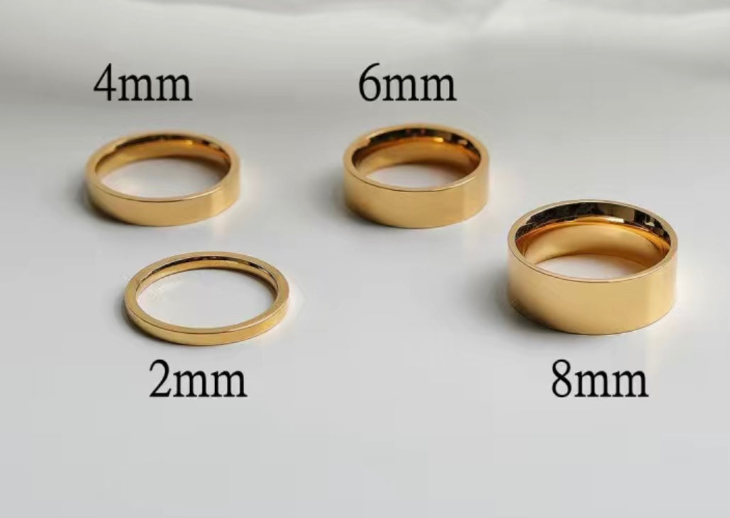 Solid 14k gold plated titanium bands - multiple sizes