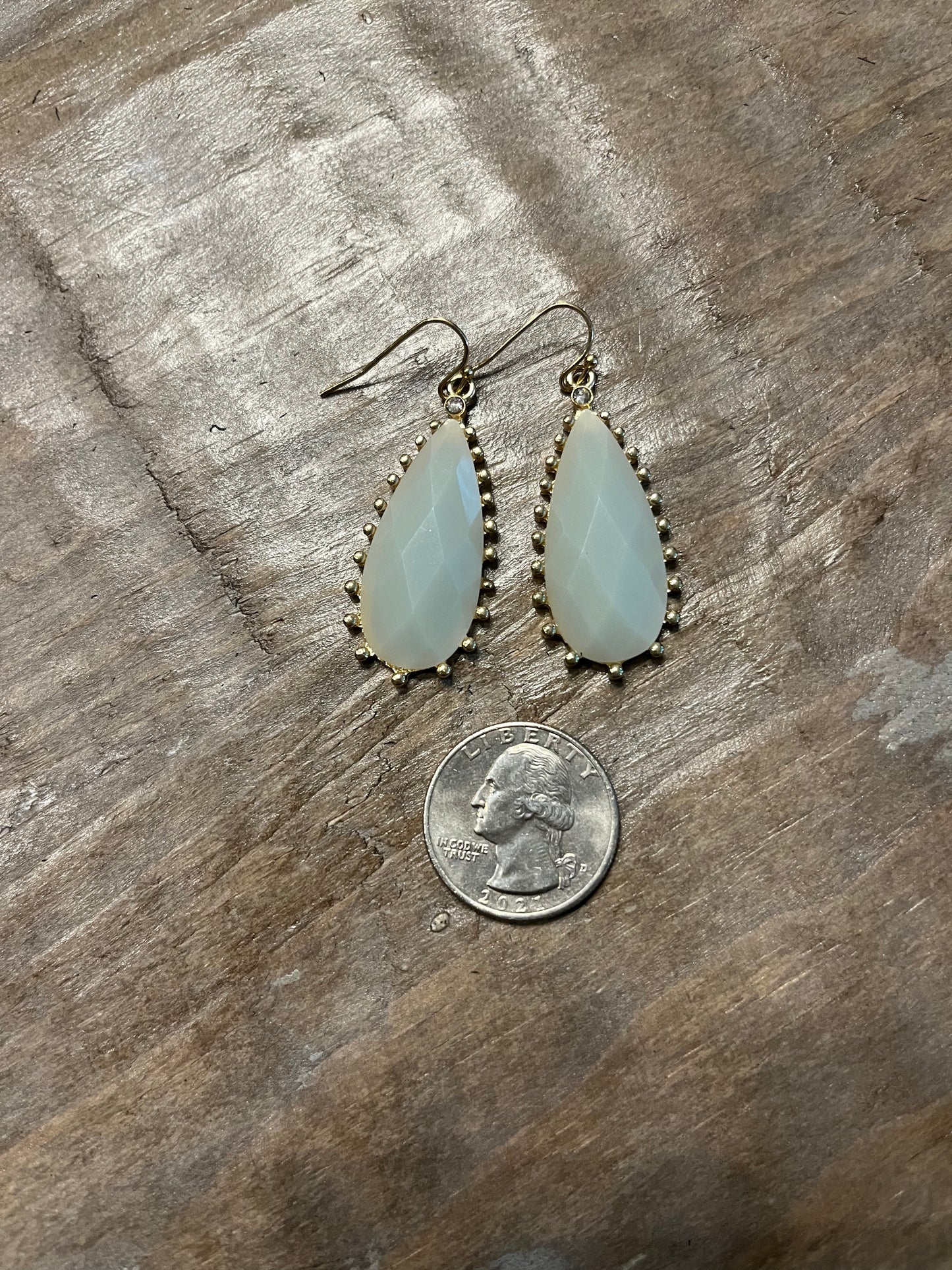 Light aqua and gold dangle earrings