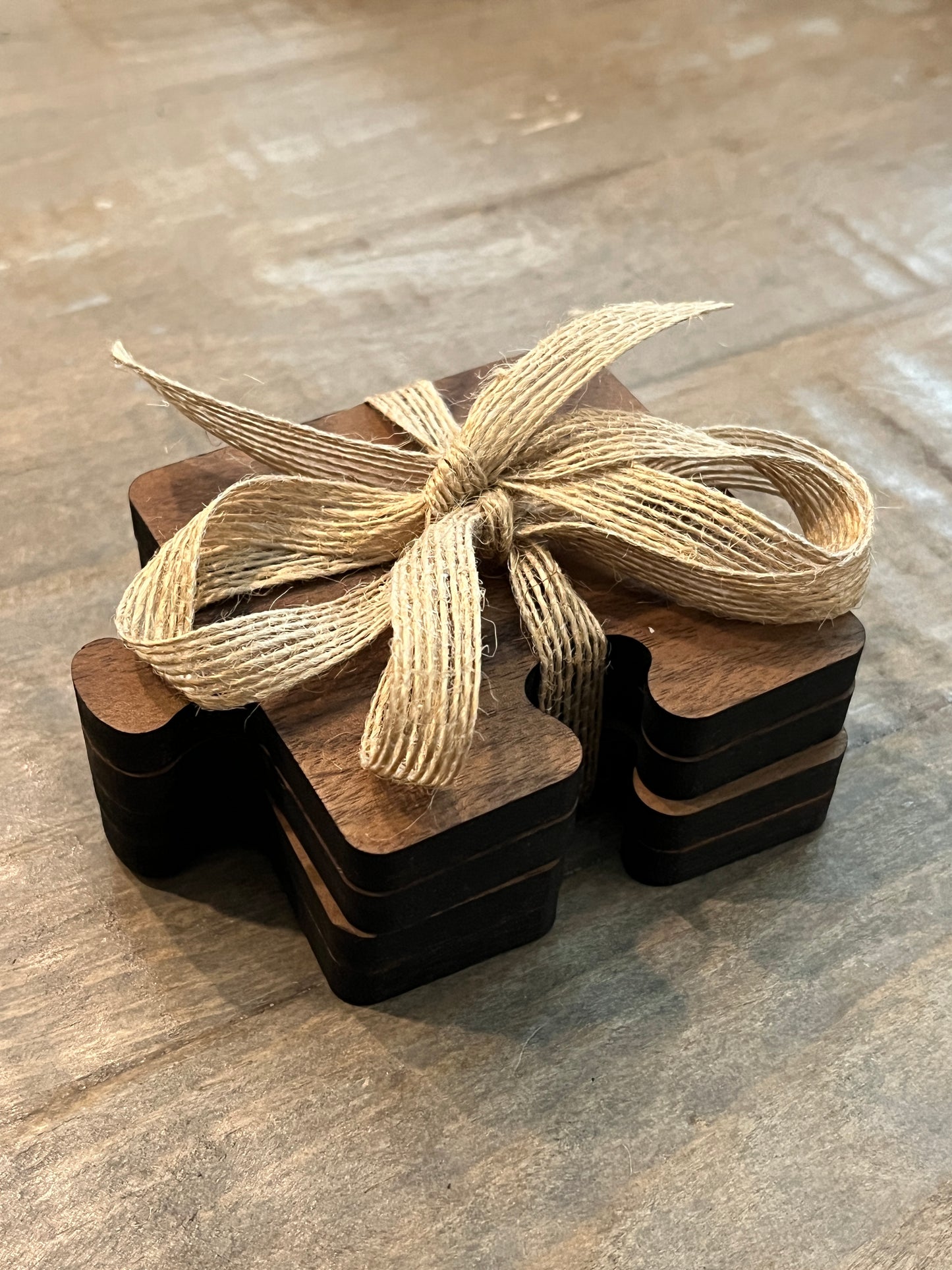 Walnut Puzzle Piece Coaster Set - 4