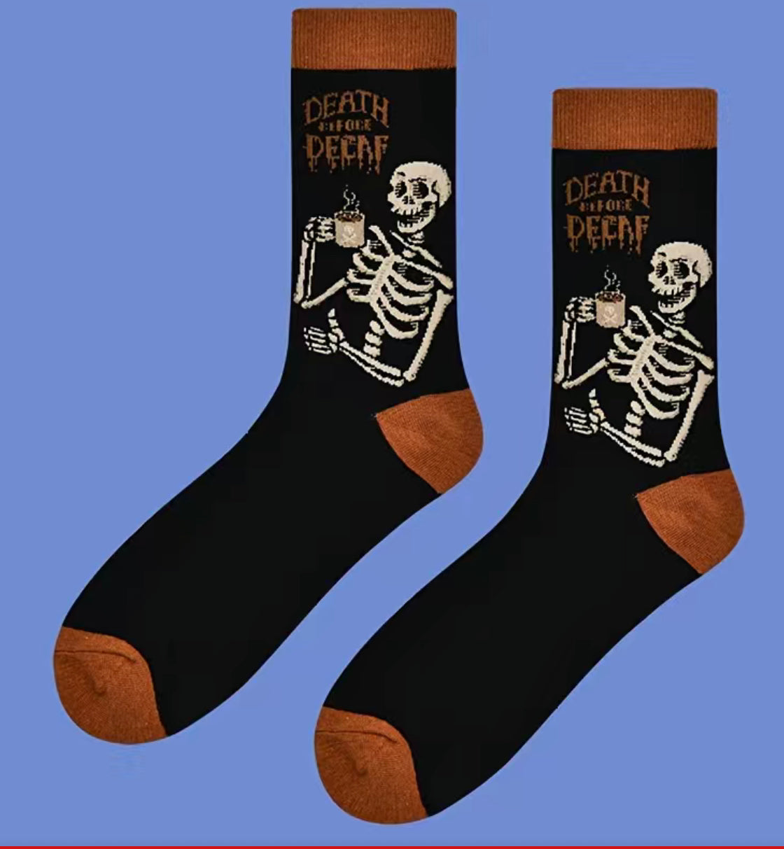 Death Before Decaf Crew socks