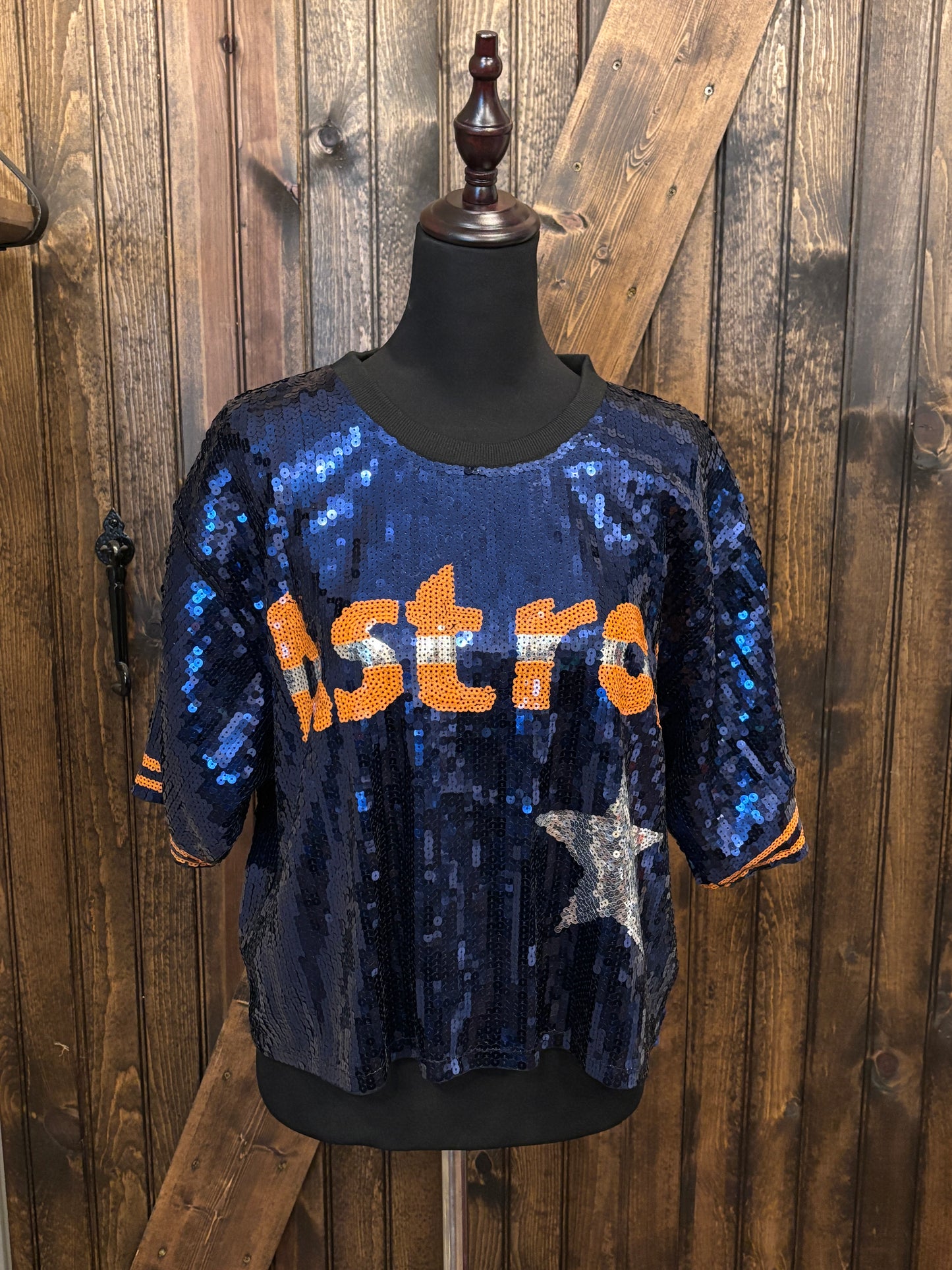 Astros Inspired Crop Sequins