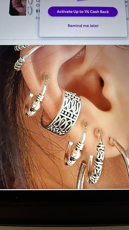 Silver ear cuff