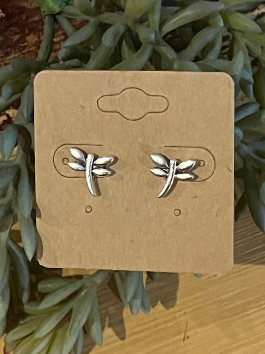 Silver Dragon Fly stud earrings