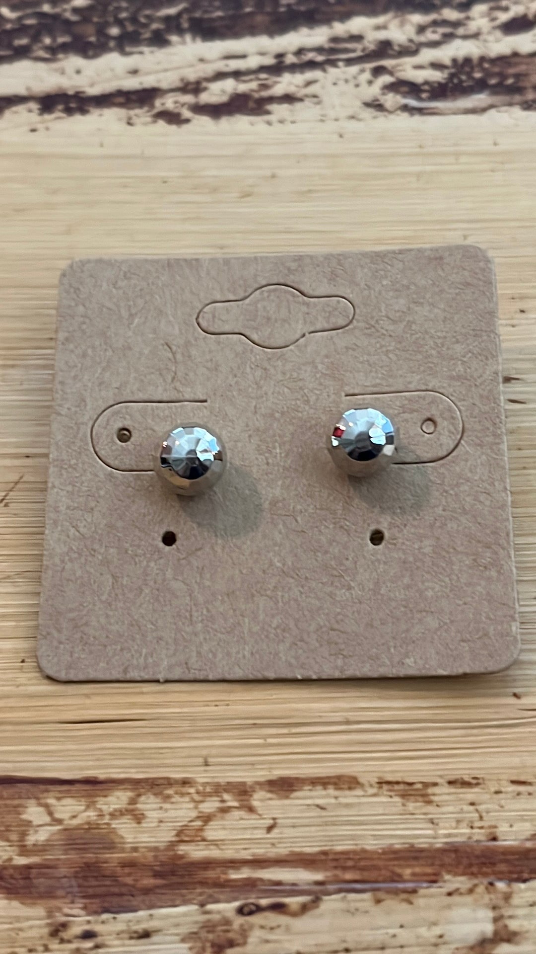 Silver disco ball stud earrings