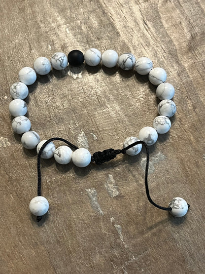 Onyx and Howlite Friendship Beaded Bracelets