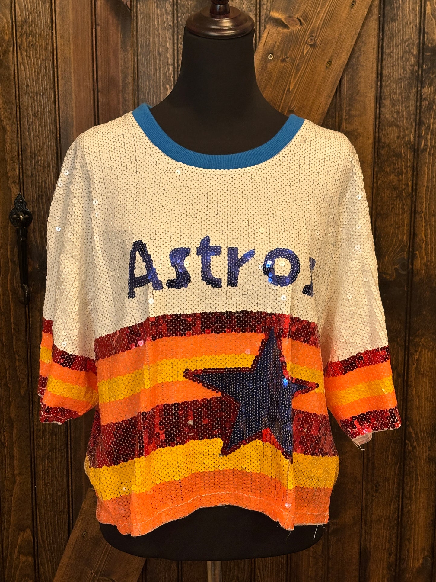Astros Inspired Crop Sequins