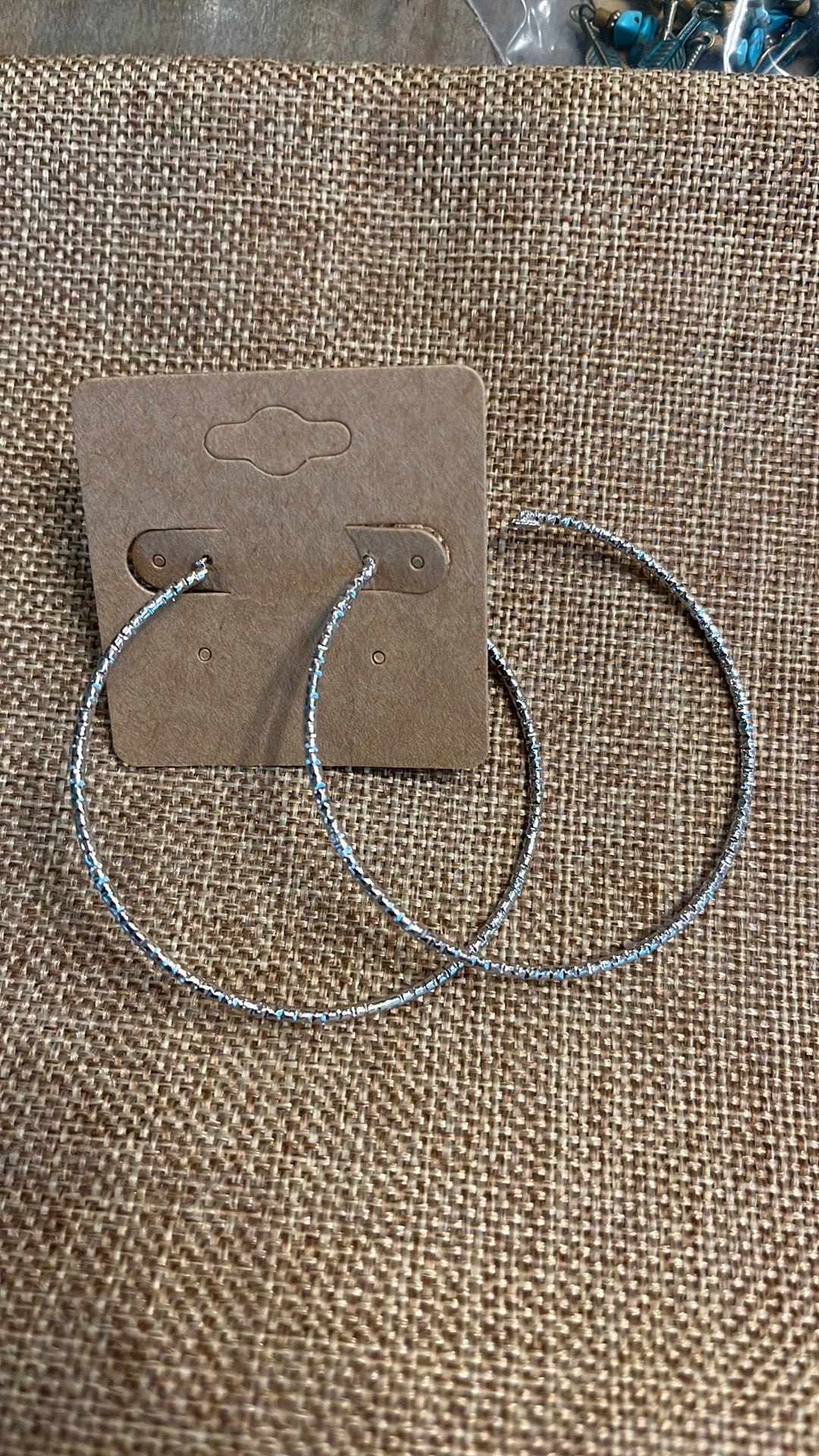 Textured silver hoop earrings