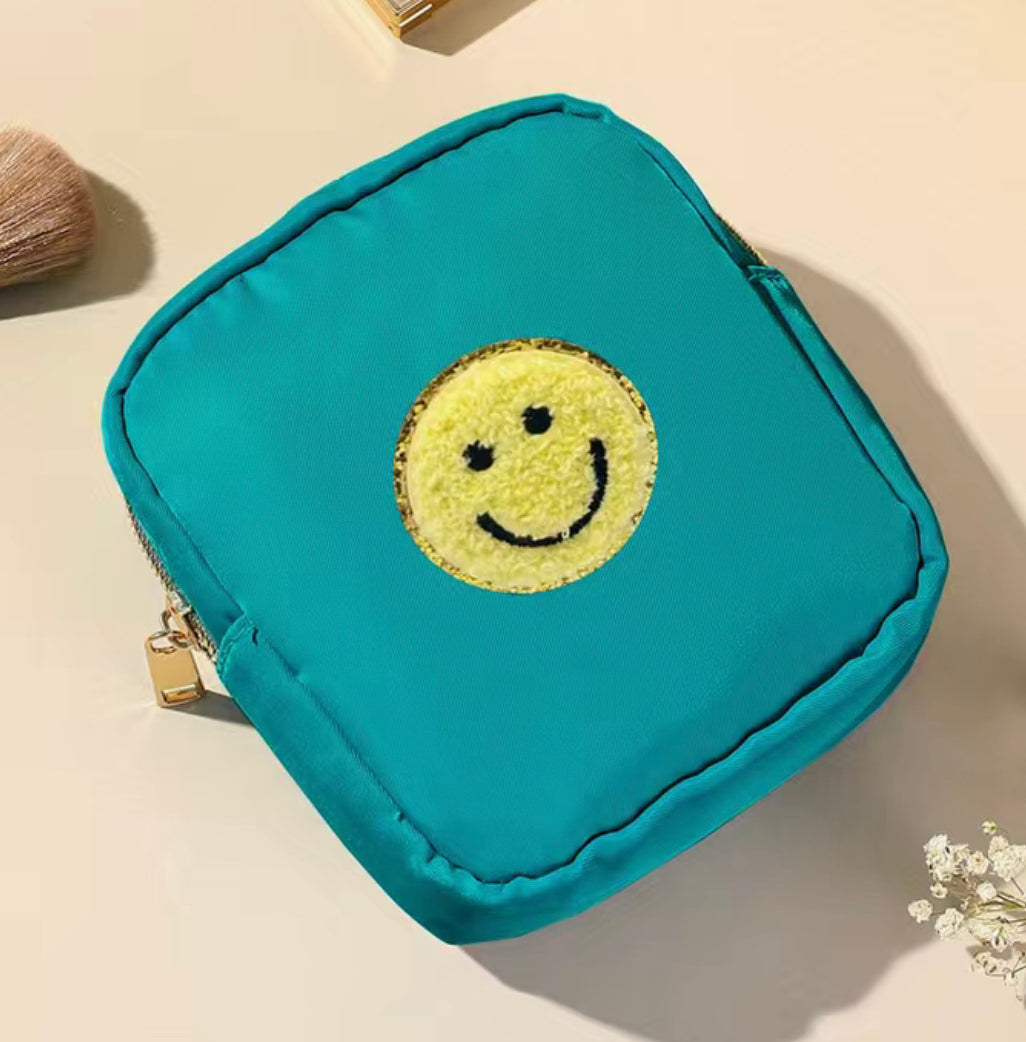 Preppy Square Nylon Pouch with Chenille Patch