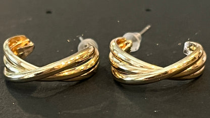 triple twist gold earrings