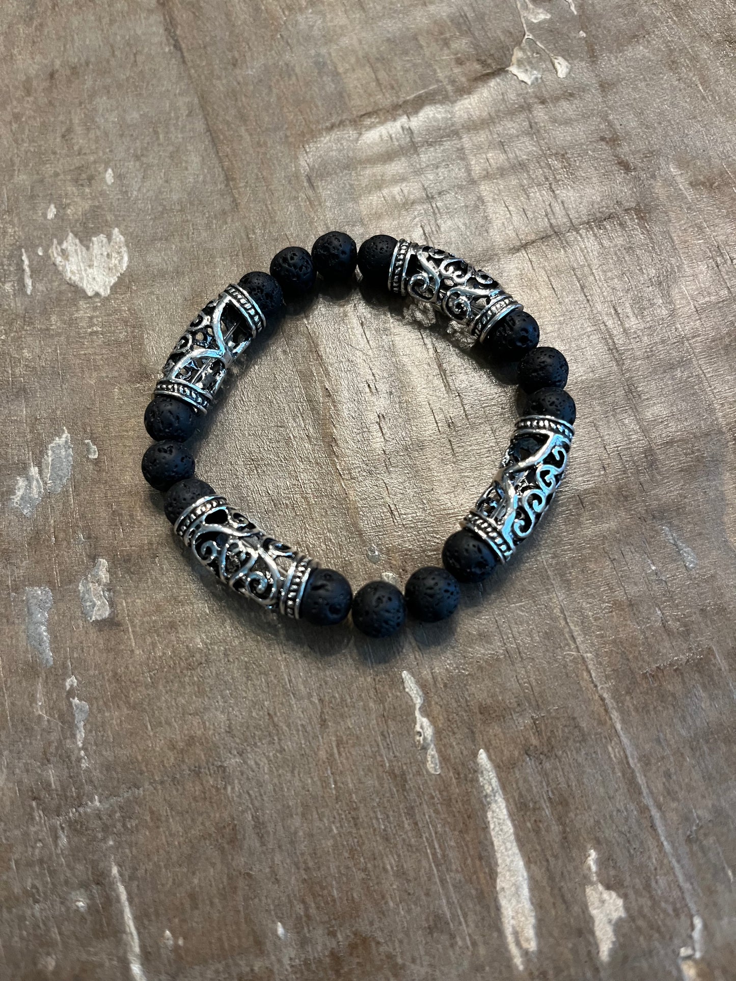 Volcanic stone Viking bracelet - unisex