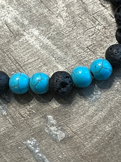 Lava rock and turquoise bead bracelet