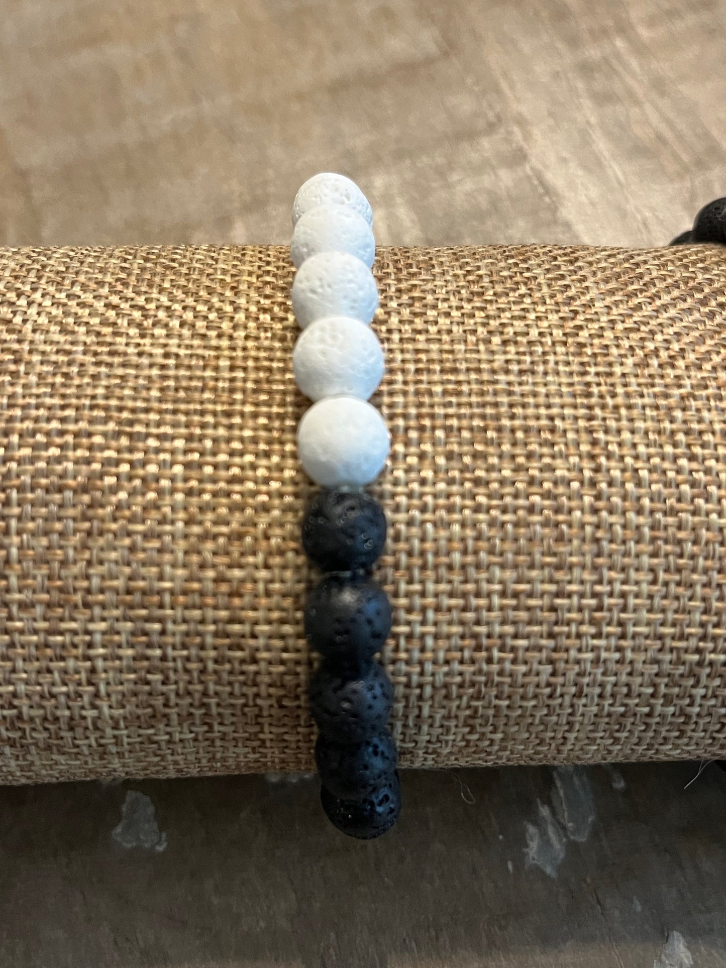 Strength and Hope- white and black lava bead bracelet