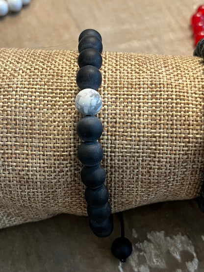 Onyx and Howlite Friendship Beaded Bracelets